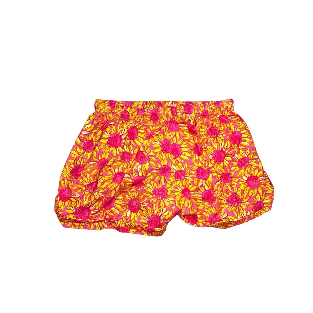 Women's S/M Southern Couture Athletic Shorts Lounge Shorts Pink Sunflower - Picture 9 of 9
